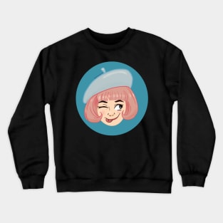 Girl with beret Crewneck Sweatshirt